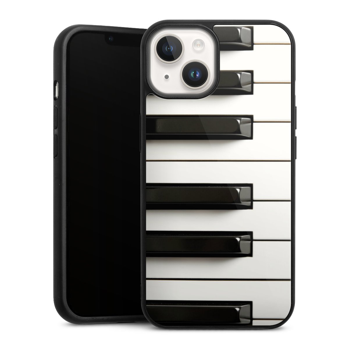 iPhone 14 Handy Gallery Case Handyhülle 9H Gehärtetes Glas Rückseite Hülle Klavier Piano Music Gallery Case