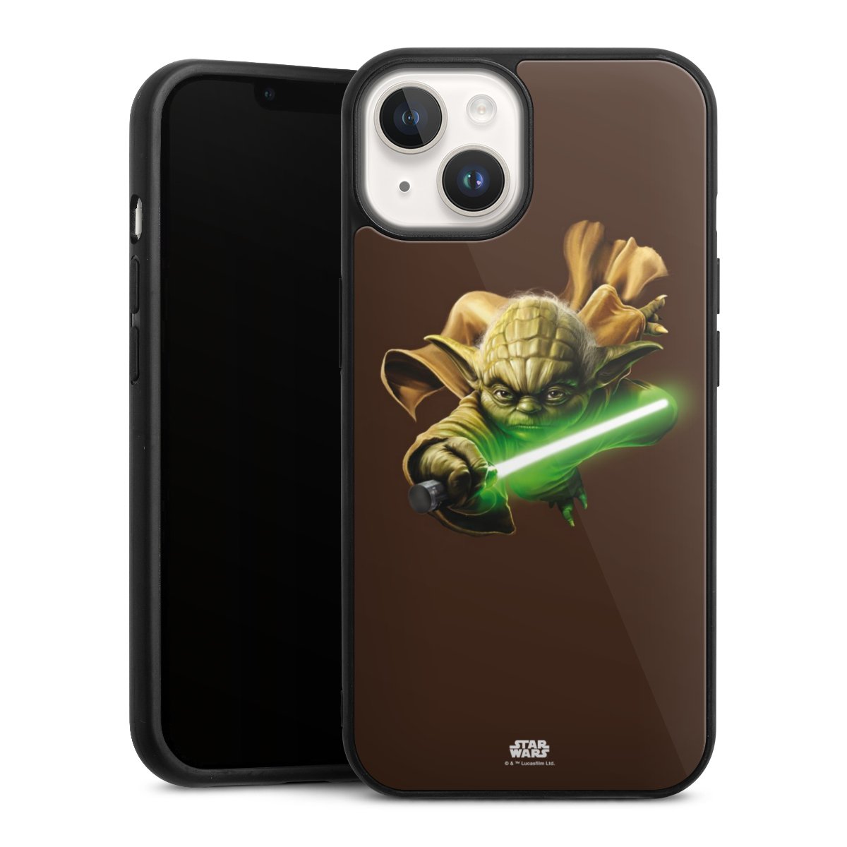 iPhone 14 Handy Gallery Case Handyhülle 9H Gehärtetes Glas Rückseite Hülle Yoda Merchandise Star Wars Gallery Case