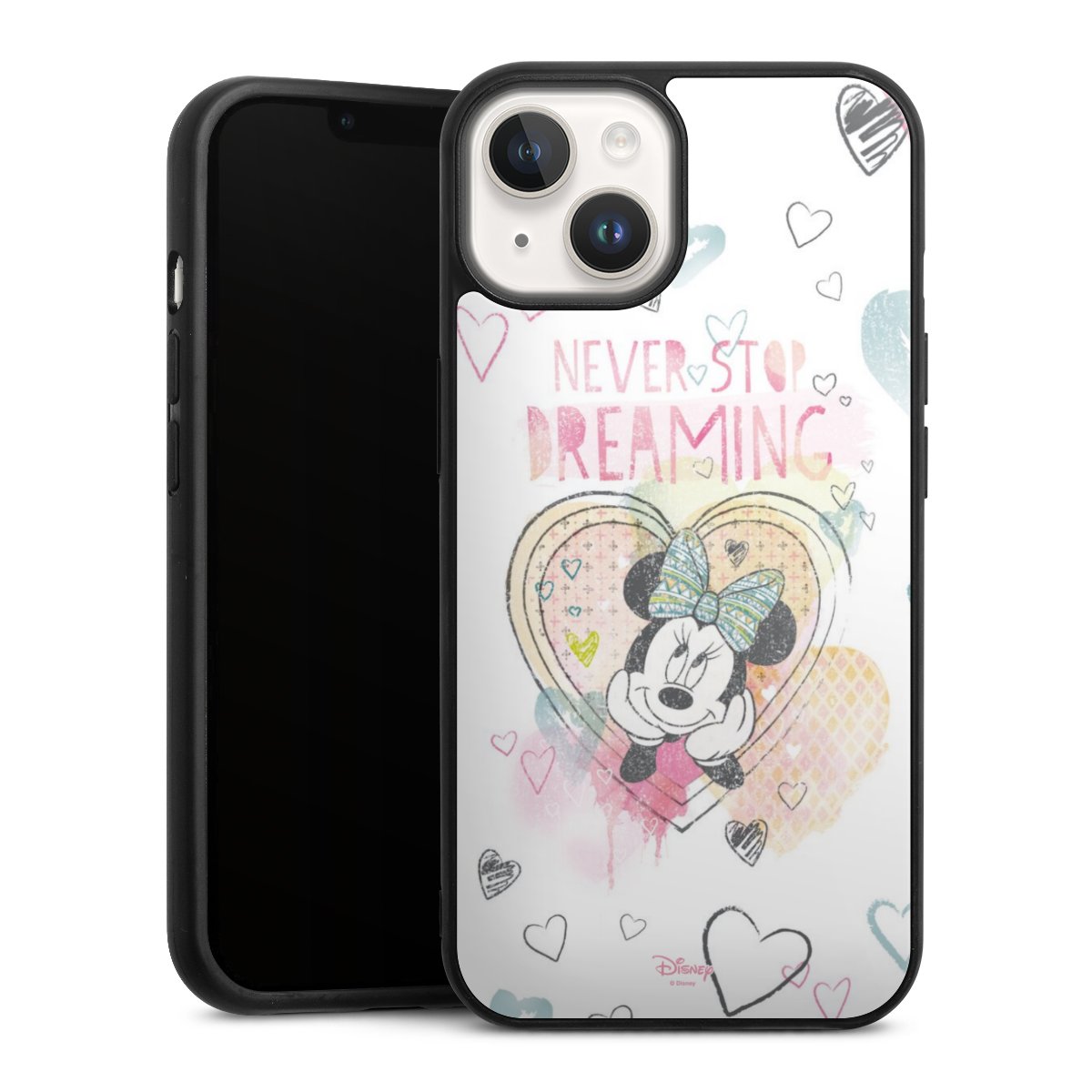 iPhone 14 Handy Gallery Case Handyhülle 9H Gehärtetes Glas Rückseite Hülle Disney Official Licensed Product Minnie Mouse Gallery Case