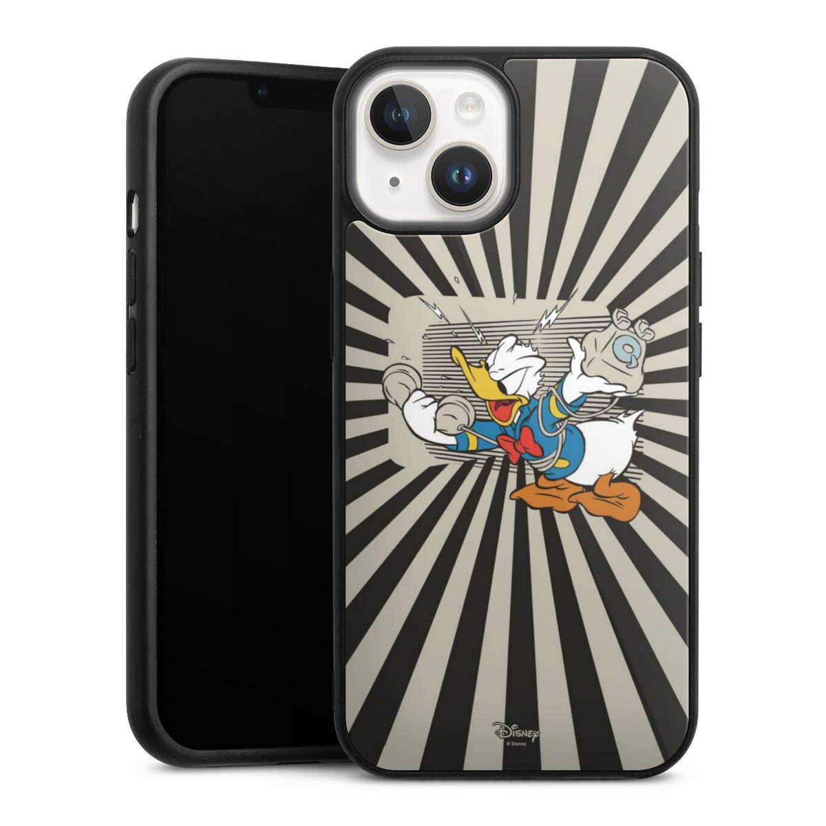 iPhone 14 Handy Gallery Case Handyhülle 9H Gehärtetes Glas Rückseite Hülle Donald Duck Disney Official Licensed Product Gallery Case