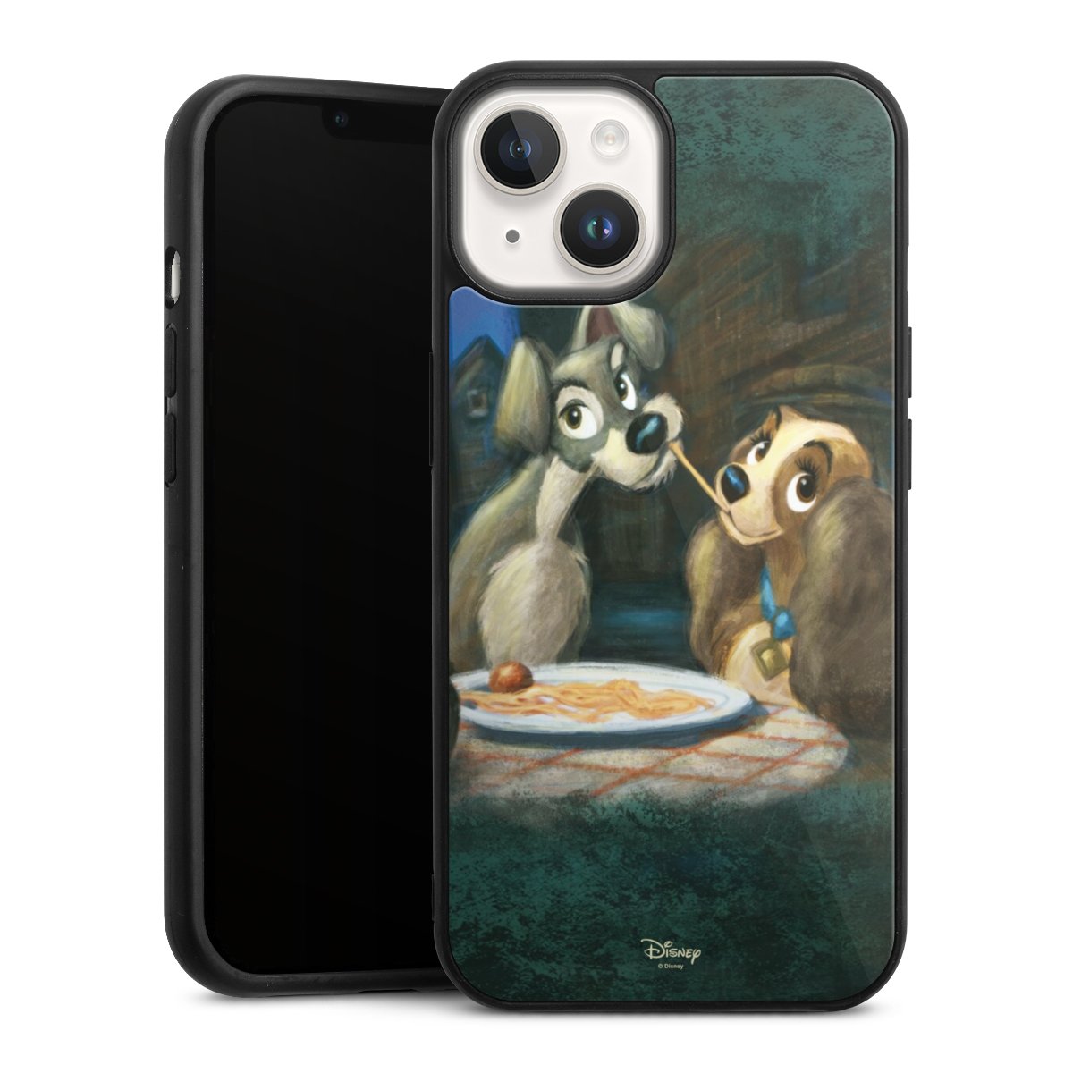 iPhone 14 Handy Gallery Case Handyhülle 9H Gehärtetes Glas Rückseite Hülle Lady And The Tramp Official Licensed Product Disney Gallery Case