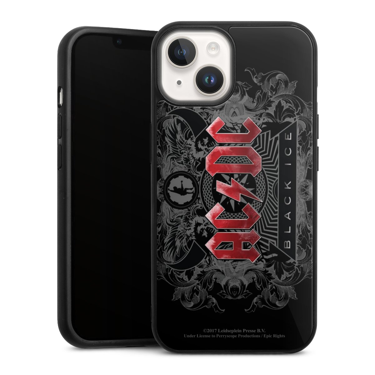 iPhone 14 Handy Gallery Case Handyhülle 9H Gehärtetes Glas Rückseite Hülle Merchandise Black Ice Acdc Gallery Case