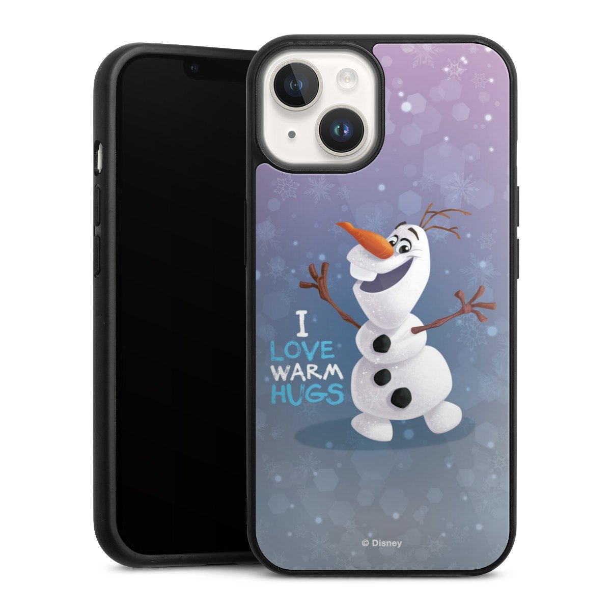 iPhone 14 Handy Gallery Case Handyhülle 9H Gehärtetes Glas Rückseite Hülle Frozen Frozen Olaf Official Licensed Product Gallery Case