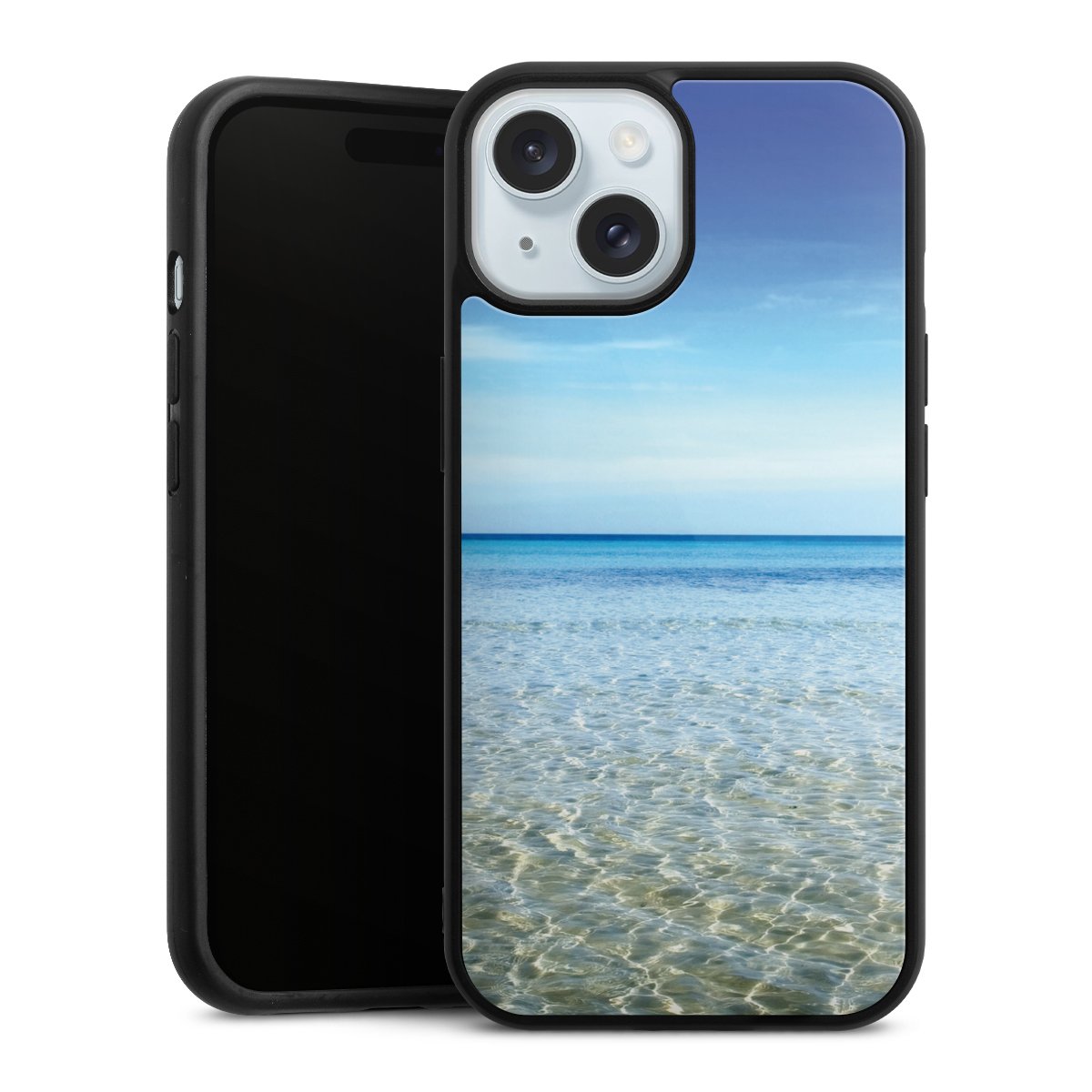 iPhone 15 Handy Gallery Case Handyhülle 9H Gehärtetes Glas Rückseite Hülle Urlaub Sky Ocean Gallery Case