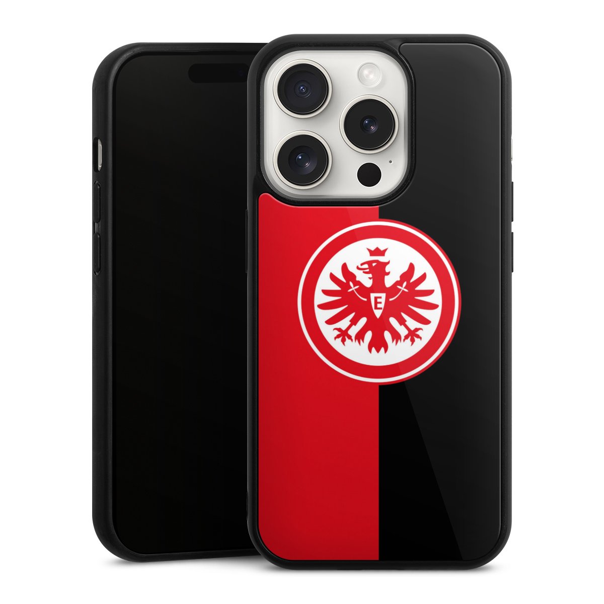 iPhone 15 Pro Handy Gallery Case Handyhülle 9H Gehärtetes Glas Rückseite Hülle Official Licensed Product Eintracht Frankfurt Sge Gallery Case