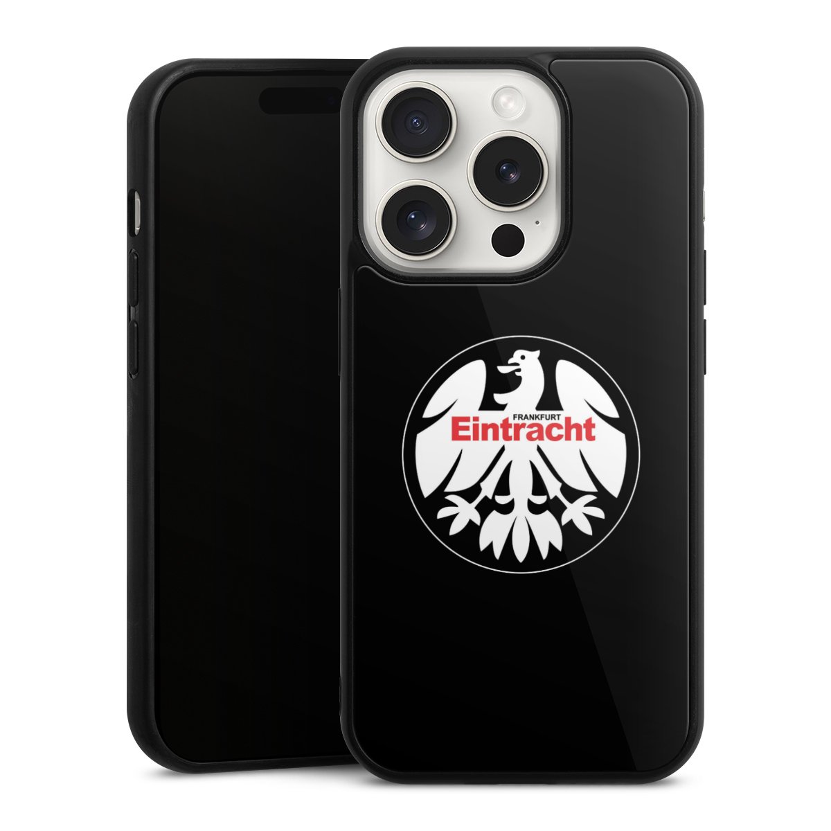 iPhone 15 Pro Handy Gallery Case Handyhülle 9H Gehärtetes Glas Rückseite Hülle Official Licensed Product Eintracht Frankfurt Sge Gallery Case