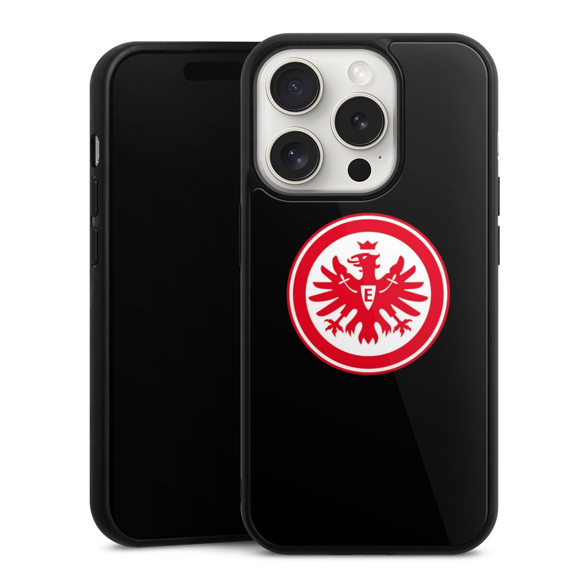 iPhone 15 Pro Handy Gallery Case Handyhülle 9H Gehärtetes Glas Rückseite Hülle Eintracht Frankfurt Sge Eagle Gallery Case