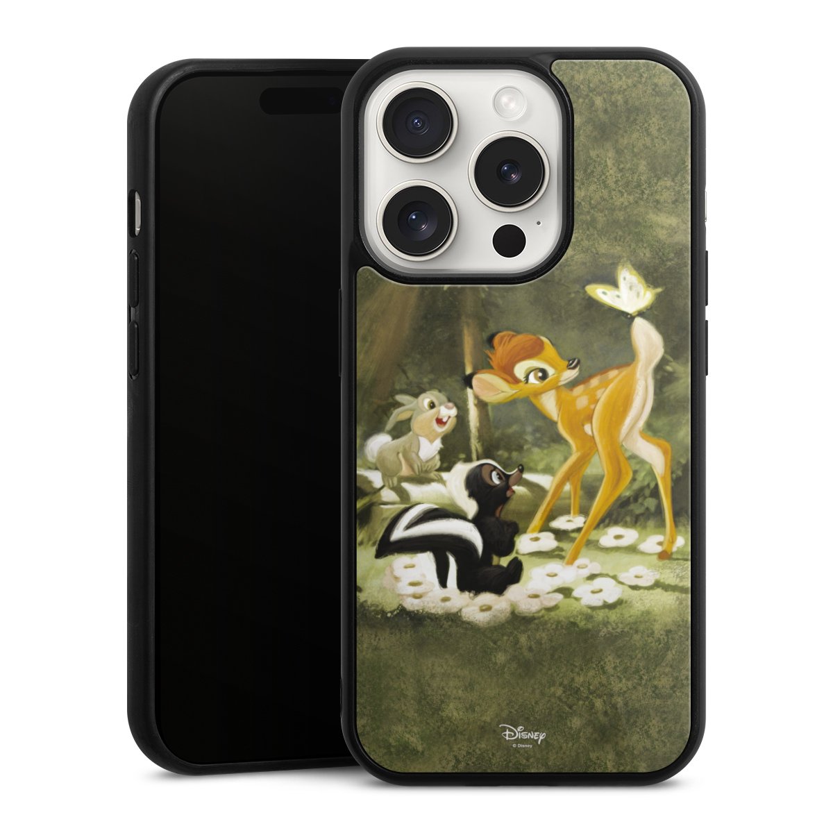 iPhone 15 Pro Handy Gallery Case Handyhülle 9H Gehärtetes Glas Rückseite Hülle Disney Official Licensed Product Bambi Gallery Case