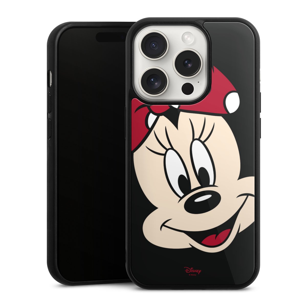 iPhone 15 Pro Handy Gallery Case Handyhülle 9H Gehärtetes Glas Rückseite Hülle Minnie Mouse Official Licensed Product Disney Gallery Case