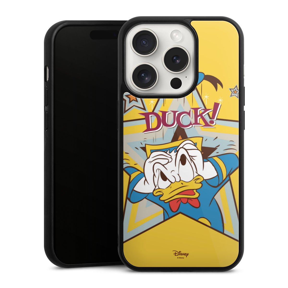 iPhone 15 Pro Handy Gallery Case Handyhülle 9H Gehärtetes Glas Rückseite Hülle Official Licensed Product Donald Duck Disney Gallery Case