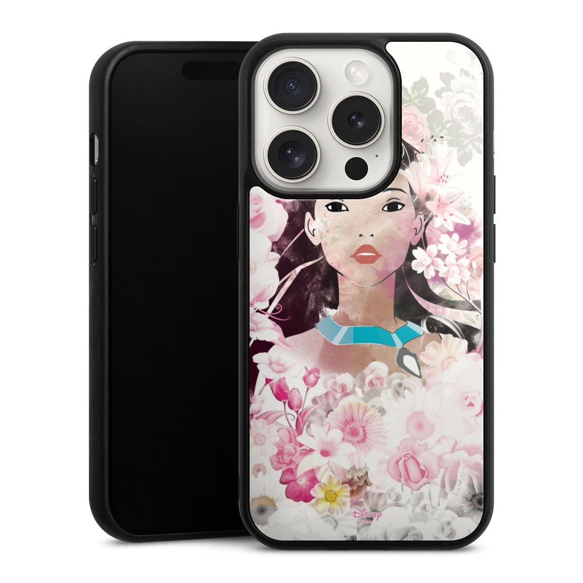 iPhone 15 Pro Handy Gallery Case Handyhülle 9H Gehärtetes Glas Rückseite Hülle Pocahontas Official Licensed Product Disney Gallery Case