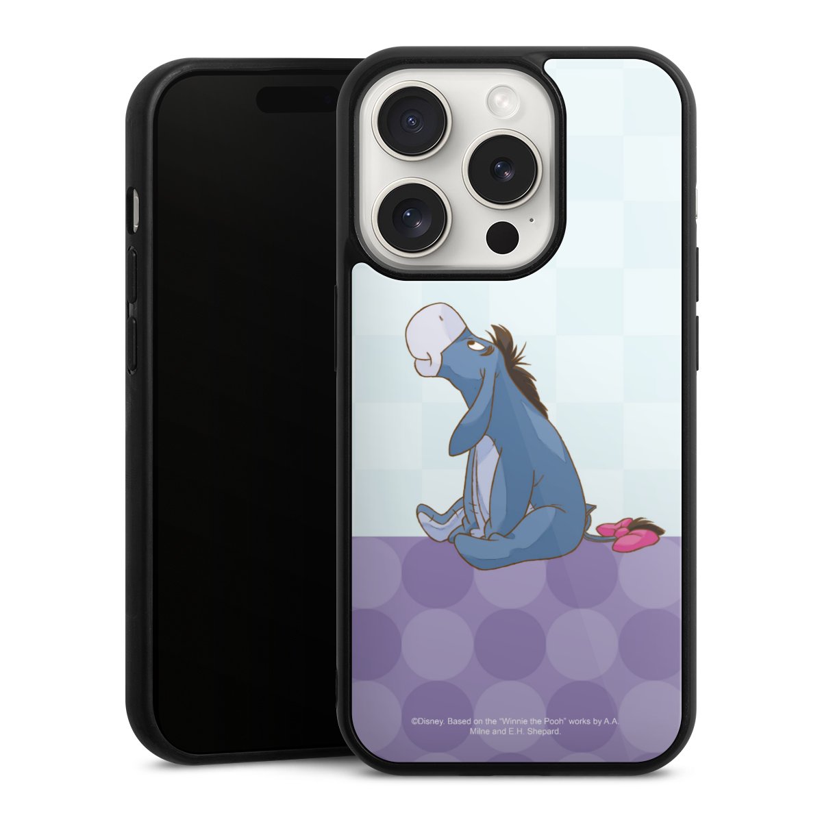 iPhone 15 Pro Handy Gallery Case Handyhülle 9H Gehärtetes Glas Rückseite Hülle Disney Donkey Winnie The Pooh Gallery Case