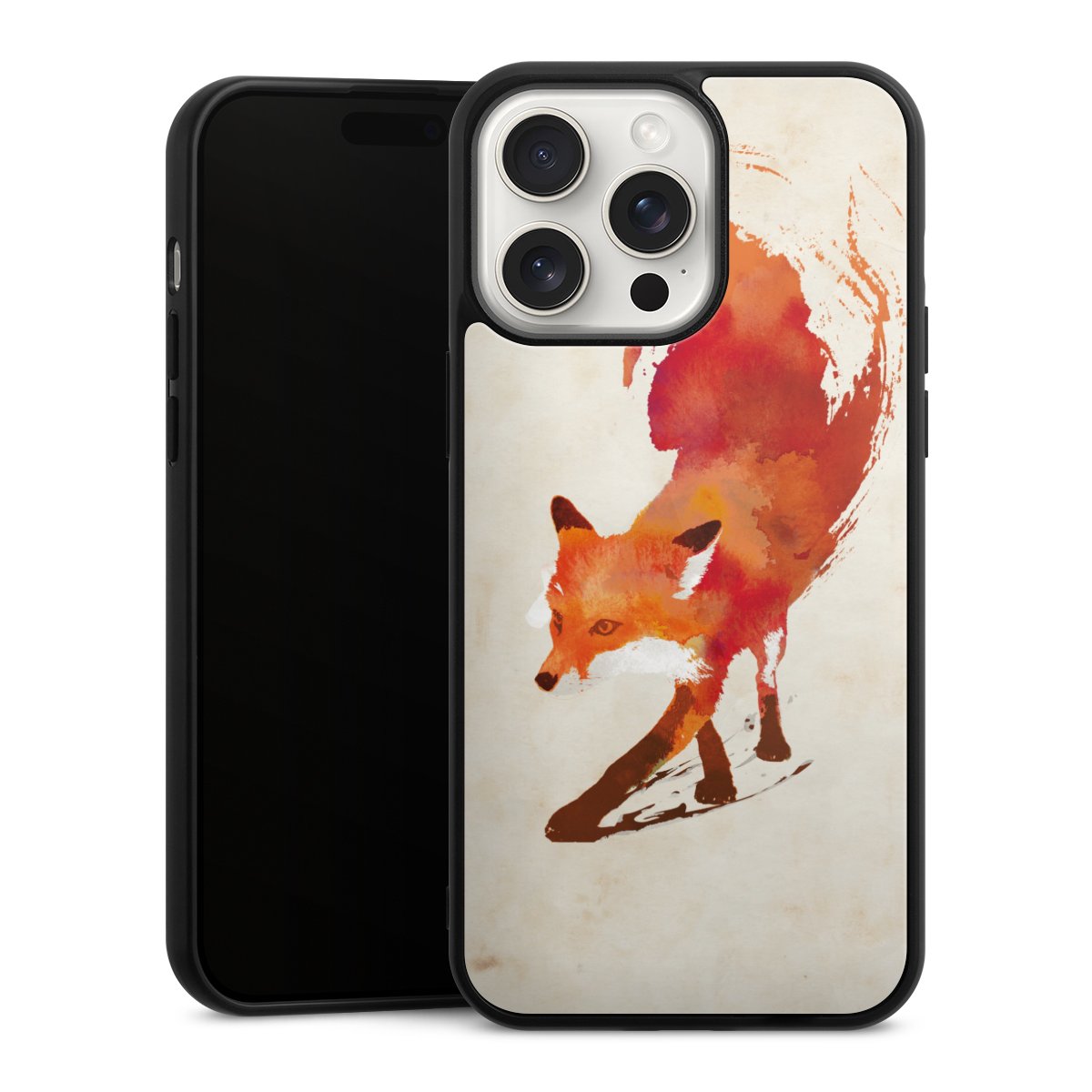 iPhone 15 Pro Max Handy Gallery Case Handyhülle 9H Gehärtetes Glas Rückseite Hülle Fox Graphic Gallery Case