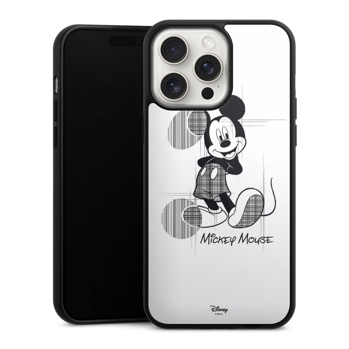 iPhone 15 Pro Max Handy Gallery Case Handyhülle 9H Gehärtetes Glas Rückseite Hülle Disney Official Licensed Product Mickey Mouse Gallery Case