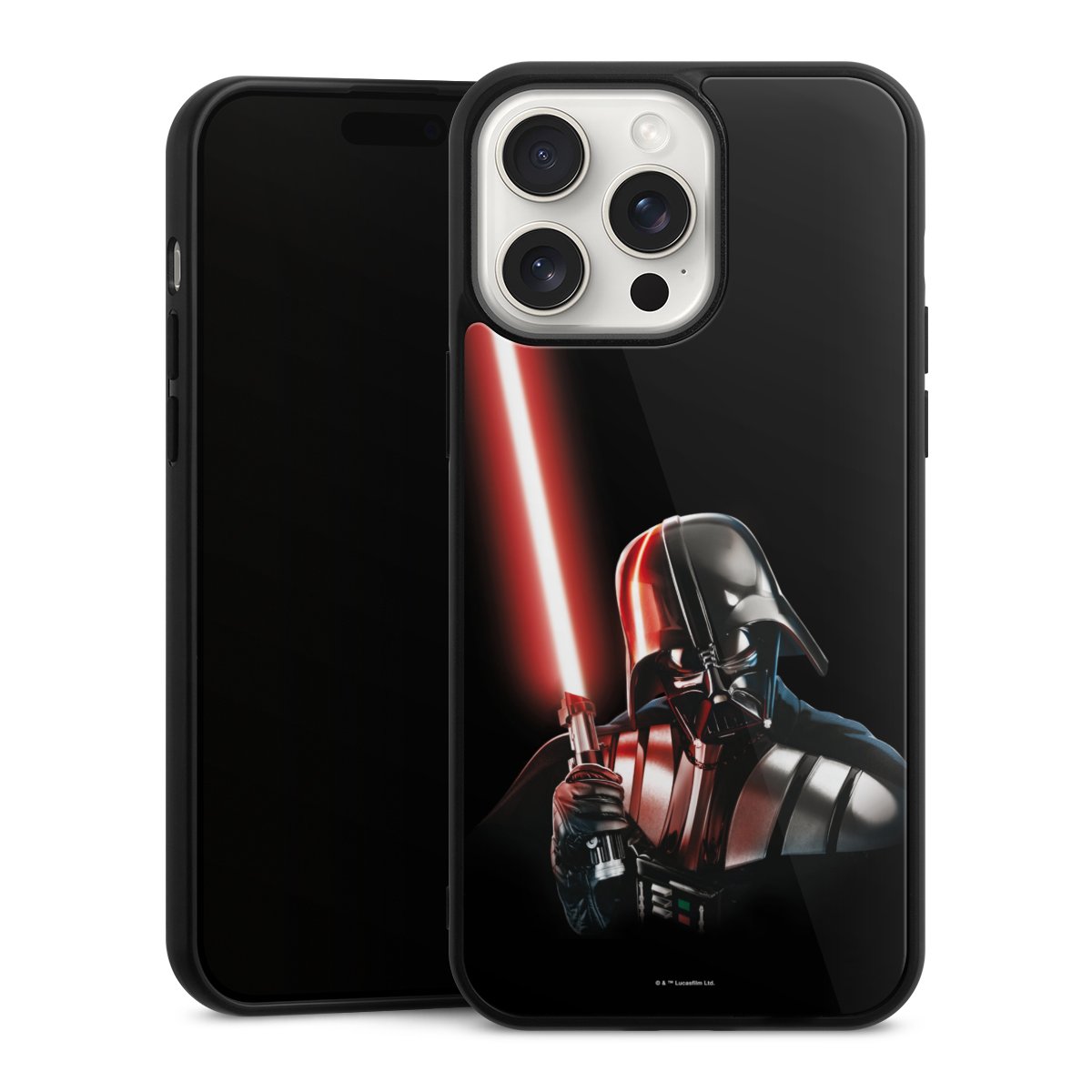 iPhone 15 Pro Max Handy Gallery Case Handyhülle 9H Gehärtetes Glas Rückseite Hülle Star Wars Merchandise Darth Vader Gallery Case