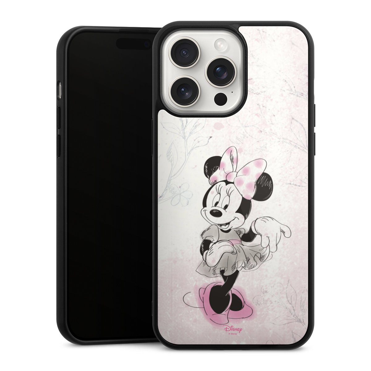 iPhone 15 Pro Max Handy Gallery Case Handyhülle 9H Gehärtetes Glas Rückseite Hülle Disney Minnie Mouse Vintage Gallery Case