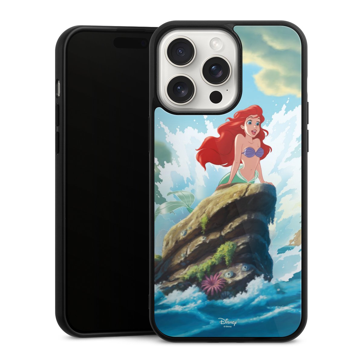 iPhone 15 Pro Max Handy Gallery Case Handyhülle 9H Gehärtetes Glas Rückseite Hülle Mermaid Arielle Die Meerjungfrau Official Licensed Product Gallery Case