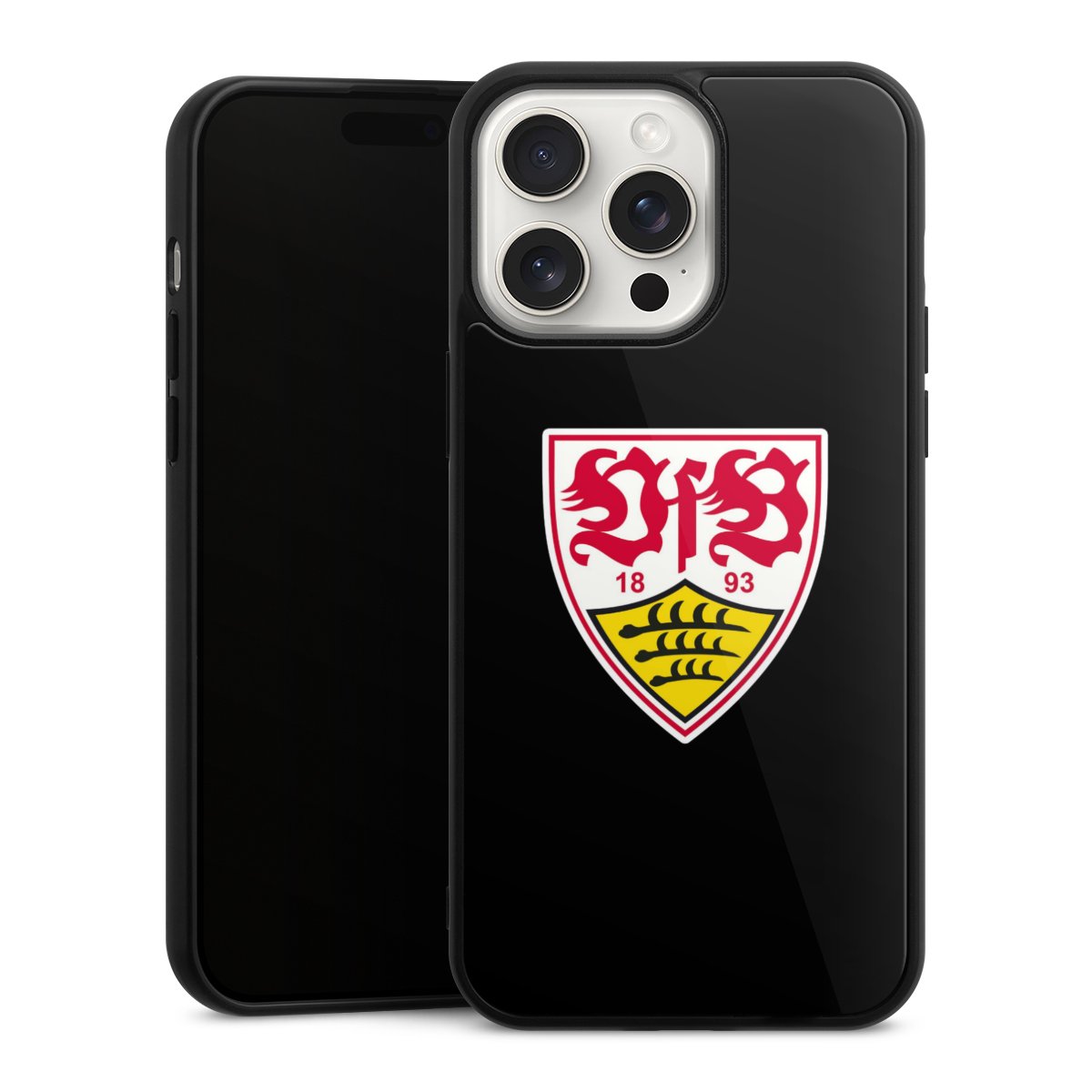 iPhone 15 Pro Max Handy Gallery Case Handyhülle 9H Gehärtetes Glas Rückseite Hülle Vfb Stuttgart Official Licensed Product Coat Of Arms Gallery Case