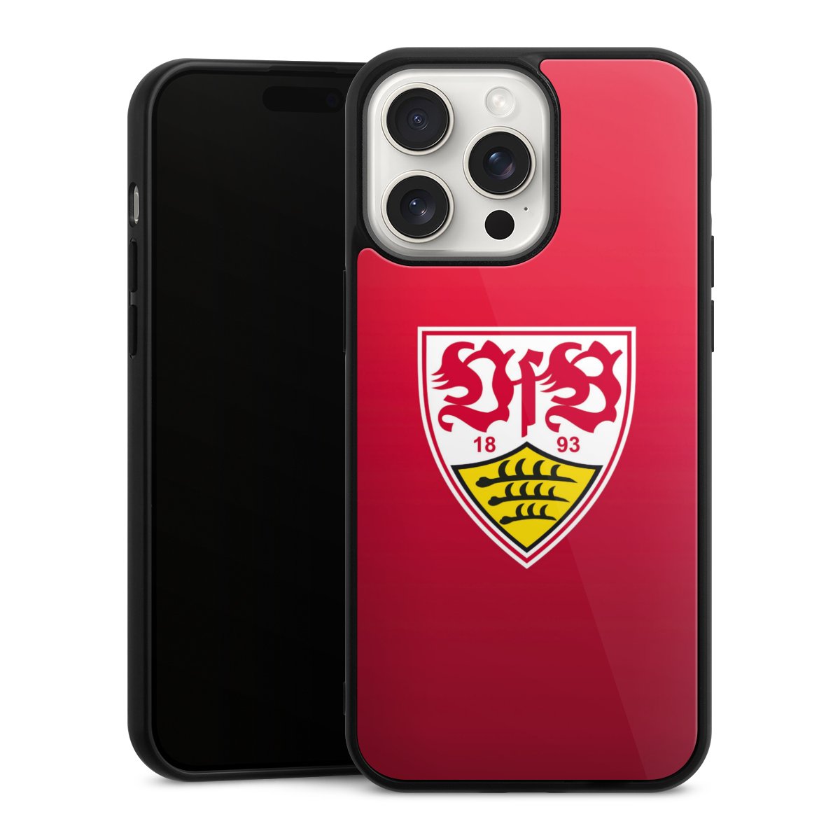 iPhone 15 Pro Max Handy Gallery Case Handyhülle 9H Gehärtetes Glas Rückseite Hülle Official Licensed Product Vfb Stuttgart Gallery Case