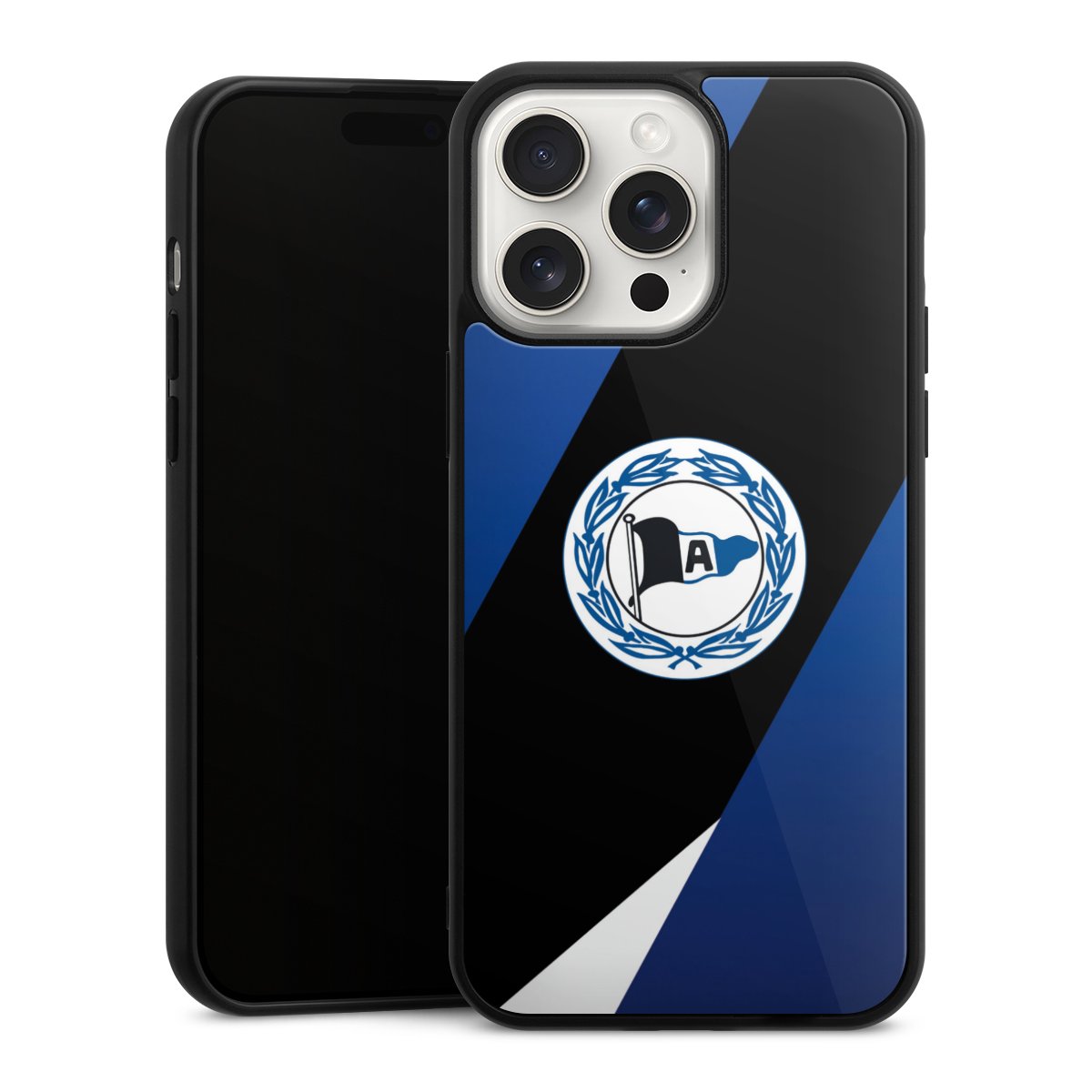 iPhone 15 Pro Max Handy Gallery Case Handyhülle 9H Gehärtetes Glas Rückseite Hülle Official Licensed Product Arminia Bielefeld Dsc Gallery Case