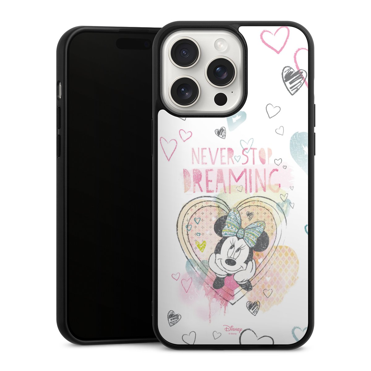 iPhone 15 Pro Max Handy Gallery Case Handyhülle 9H Gehärtetes Glas Rückseite Hülle Disney Official Licensed Product Minnie Mouse Gallery Case