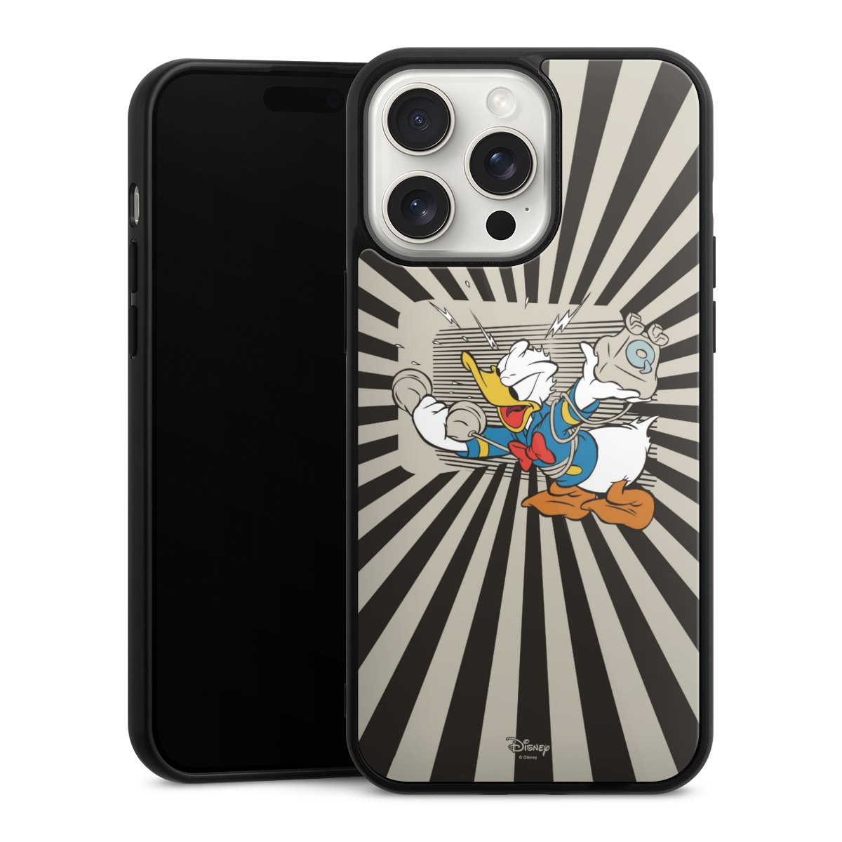 iPhone 15 Pro Max Handy Gallery Case Handyhülle 9H Gehärtetes Glas Rückseite Hülle Donald Duck Disney Official Licensed Product Gallery Case