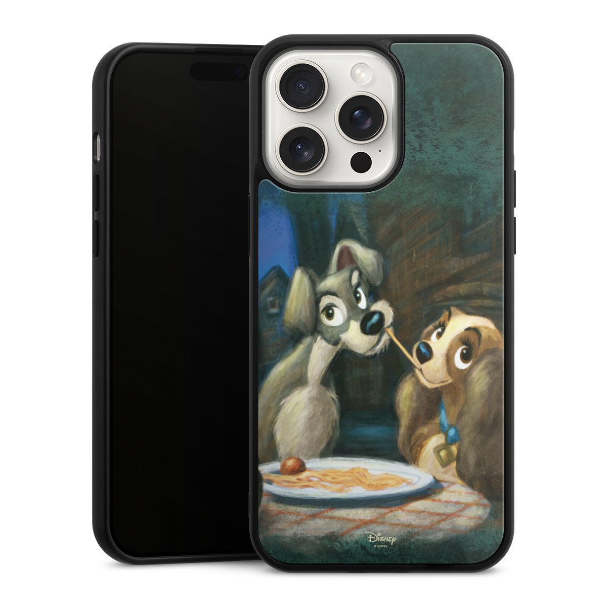 iPhone 15 Pro Max Handy Gallery Case Handyhülle 9H Gehärtetes Glas Rückseite Hülle Lady And The Tramp Official Licensed Product Disney Gallery Case