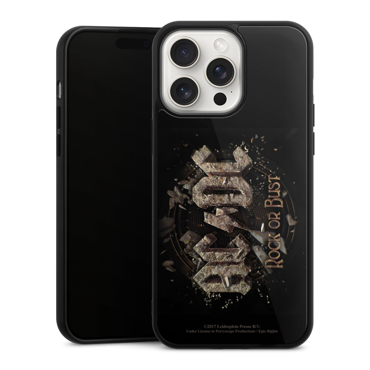 iPhone 15 Pro Max Handy Gallery Case Handyhülle 9H Gehärtetes Glas Rückseite Hülle Acdc Official Licensed Product Rock Or Bust Gallery Case