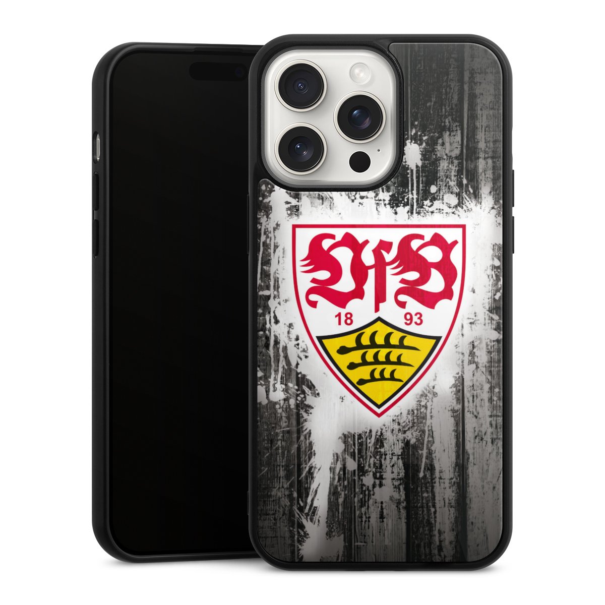 iPhone 15 Pro Max Handy Gallery Case Handyhülle 9H Gehärtetes Glas Rückseite Hülle Vfb Stuttgart Official Licensed Product Gallery Case