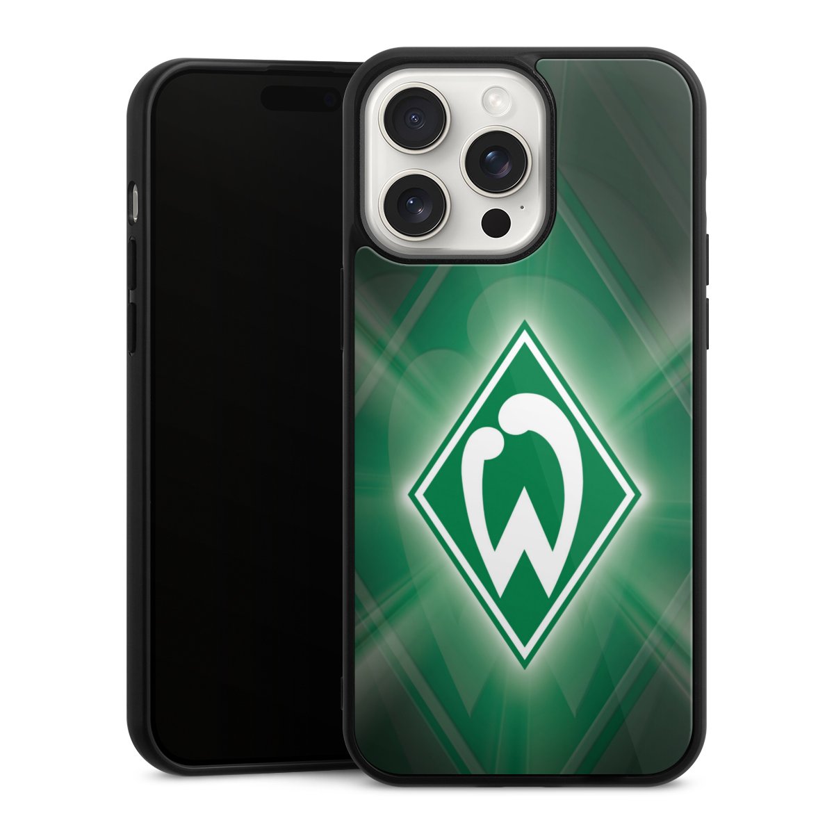 iPhone 15 Pro Max Handy Gallery Case Handyhülle 9H Gehärtetes Glas Rückseite Hülle Sv Werder Bremen Official Licensed Product Coat Of Arms Gallery Case