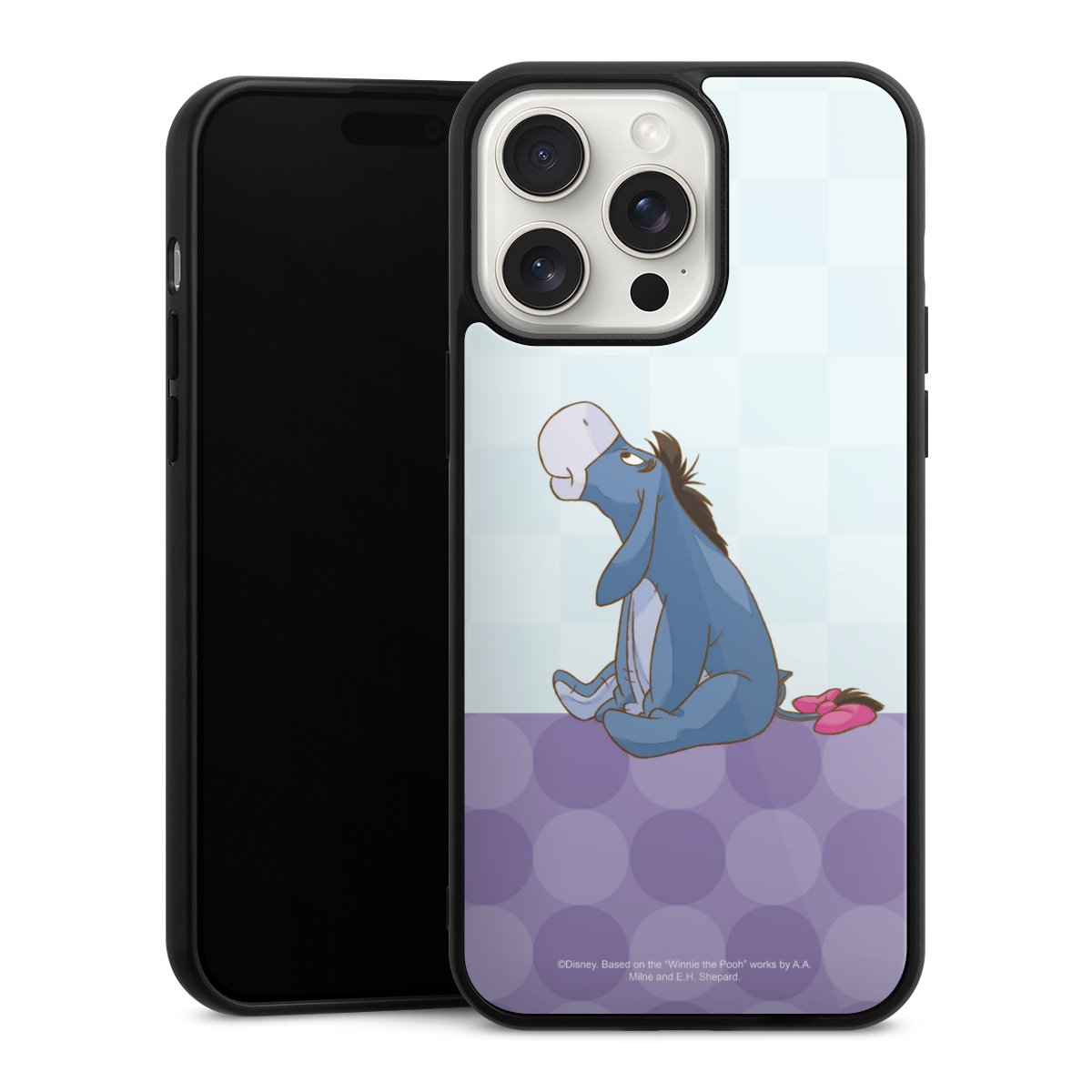 iPhone 15 Pro Max Handy Gallery Case Handyhülle 9H Gehärtetes Glas Rückseite Hülle Disney Donkey Winnie The Pooh Gallery Case