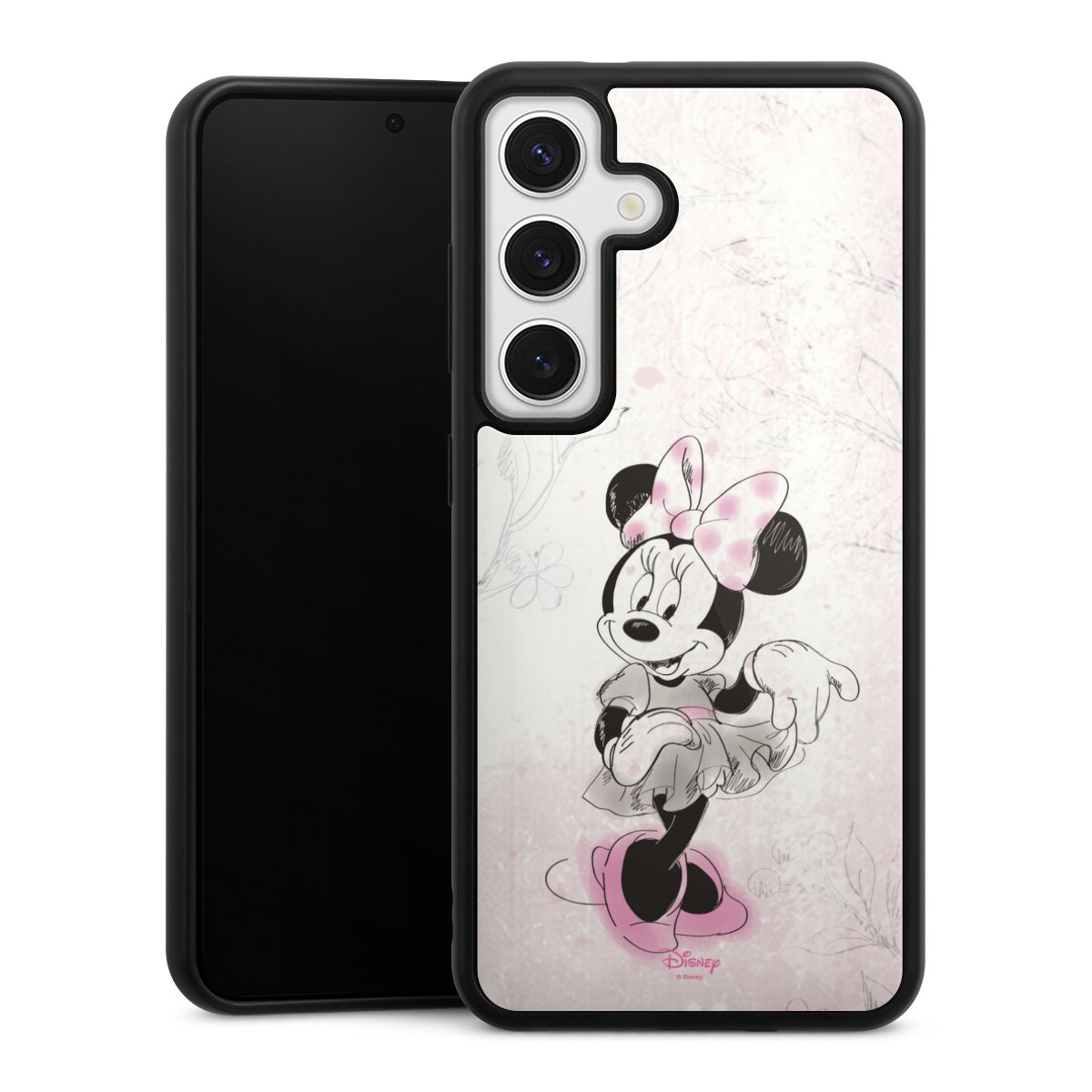 Galaxy S24 Handy Gallery Case Handyhülle 9H Gehärtetes Glas Rückseite Hülle Disney Minnie Mouse Vintage Gallery Case