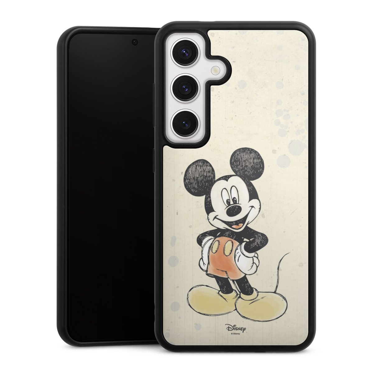 Galaxy S24 Handy Gallery Case Handyhülle 9H Gehärtetes Glas Rückseite Hülle Water Colour Mickey & Minnie Mouse Official Licensed Product Gallery Case