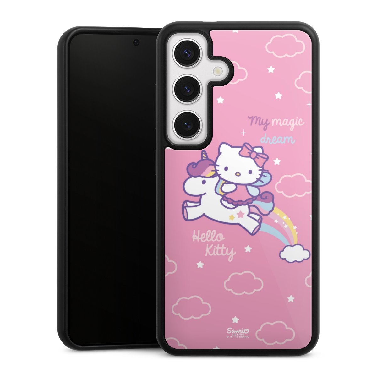 Galaxy S24 Handy Gallery Case Handyhülle 9H Gehärtetes Glas Rückseite Hülle Einhorn Official Licensed Product Hello Kitty Gallery Case