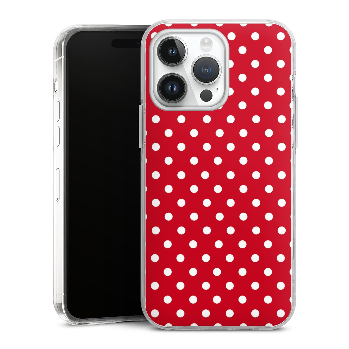 iPhone 14 Pro Max Handy Case Handyhülle transparent Hülle Points Polka Dots Retro Hard Case