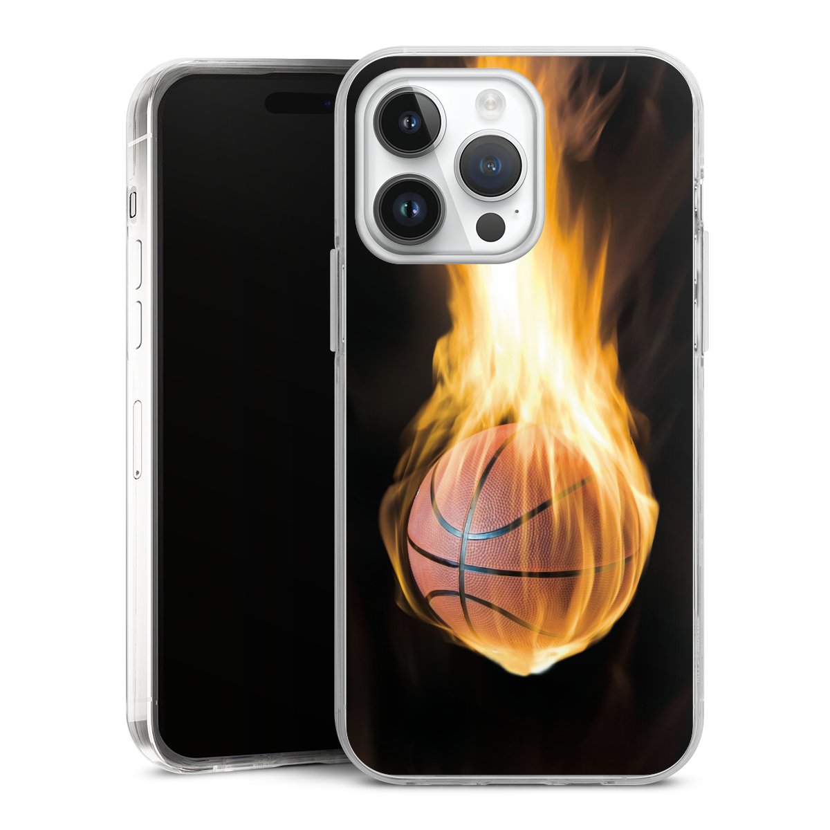 iPhone 14 Pro Max Handy Case Handyhülle transparent Hülle Basketball Sports Fire Hard Case