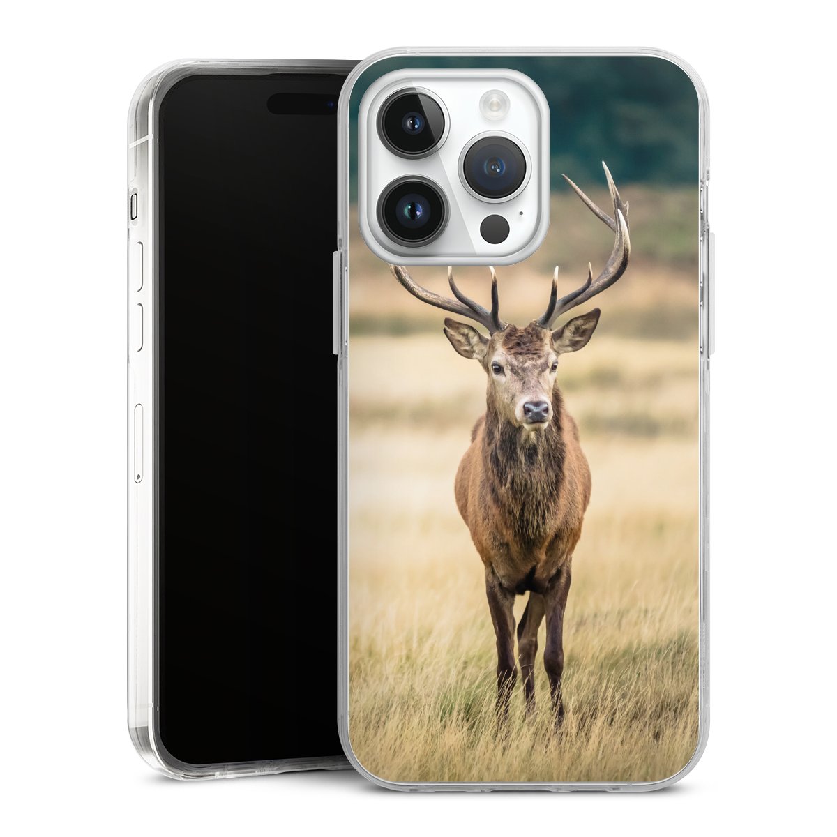 iPhone 14 Pro Max Handy Case Handyhülle transparent Hülle Deer Meadow Forrest Hard Case