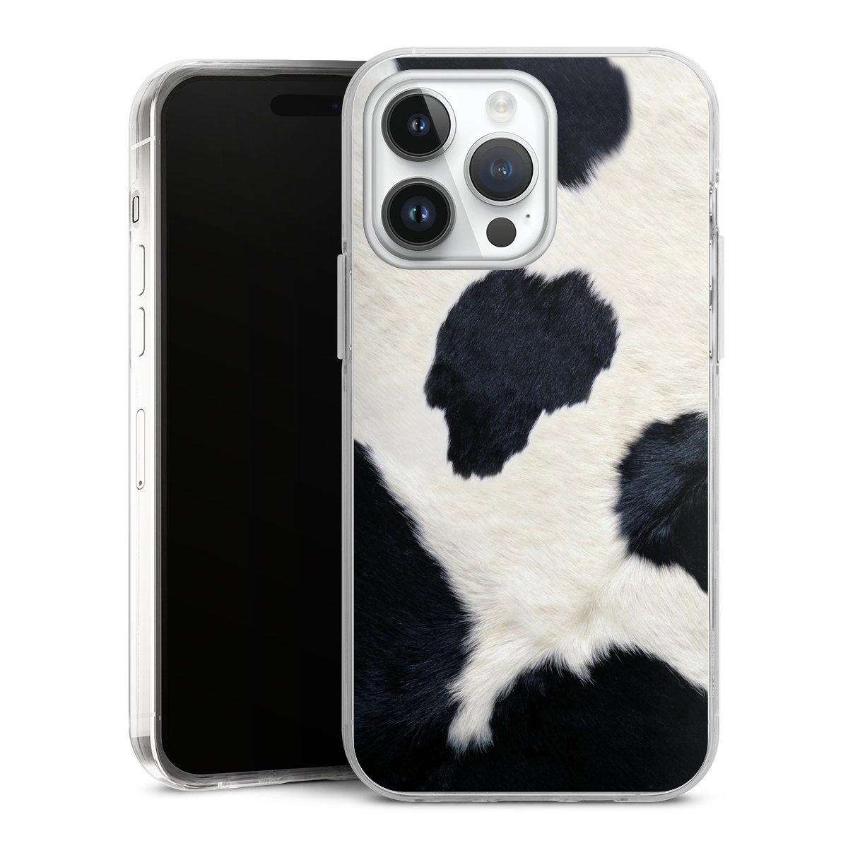 iPhone 14 Pro Max Handy Case Handyhülle transparent Hülle Animal Look Animal Print Cow Skin Hard Case