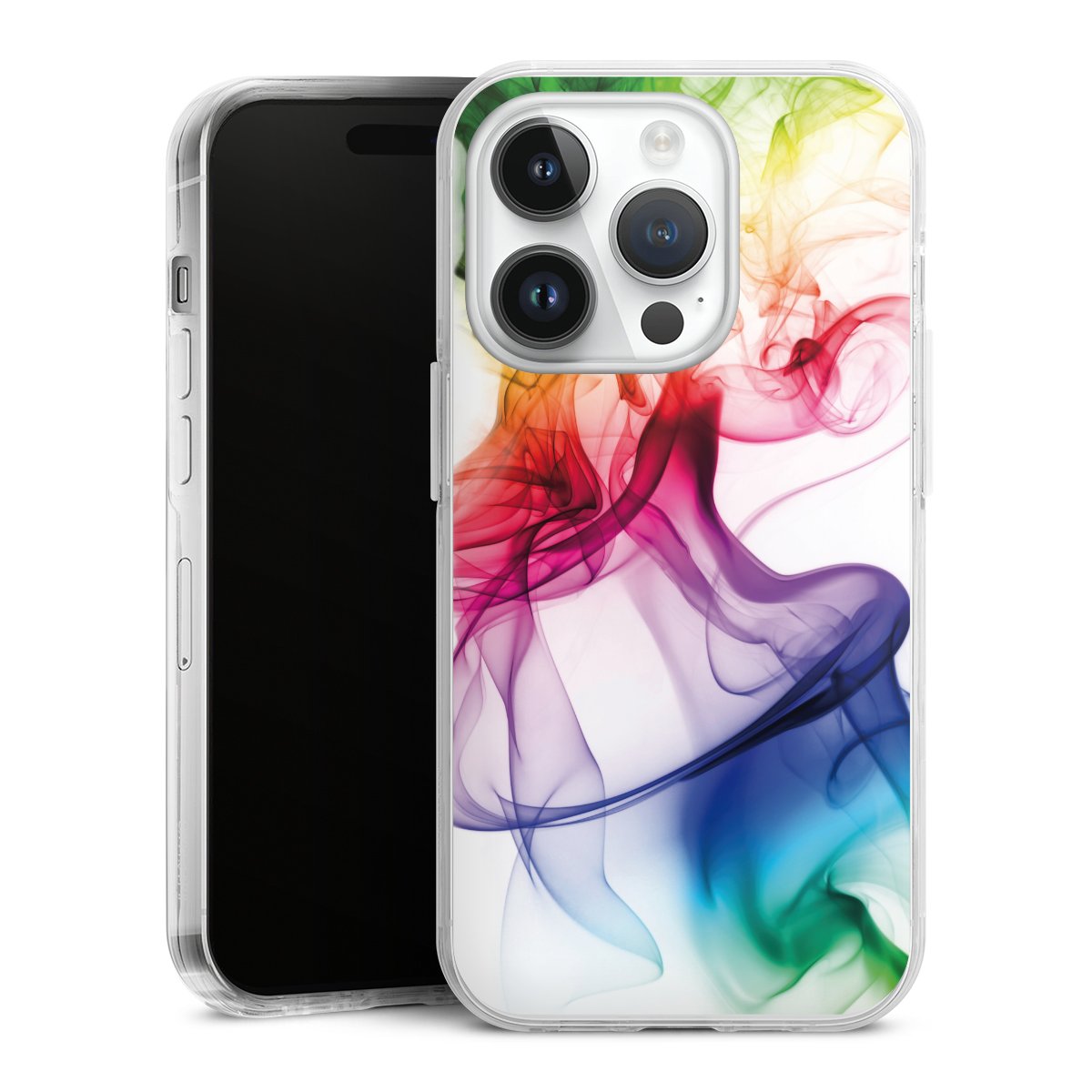 iPhone 14 Pro Handy Case Handyhülle transparent Hülle Water Colour Rainbow Hard Case