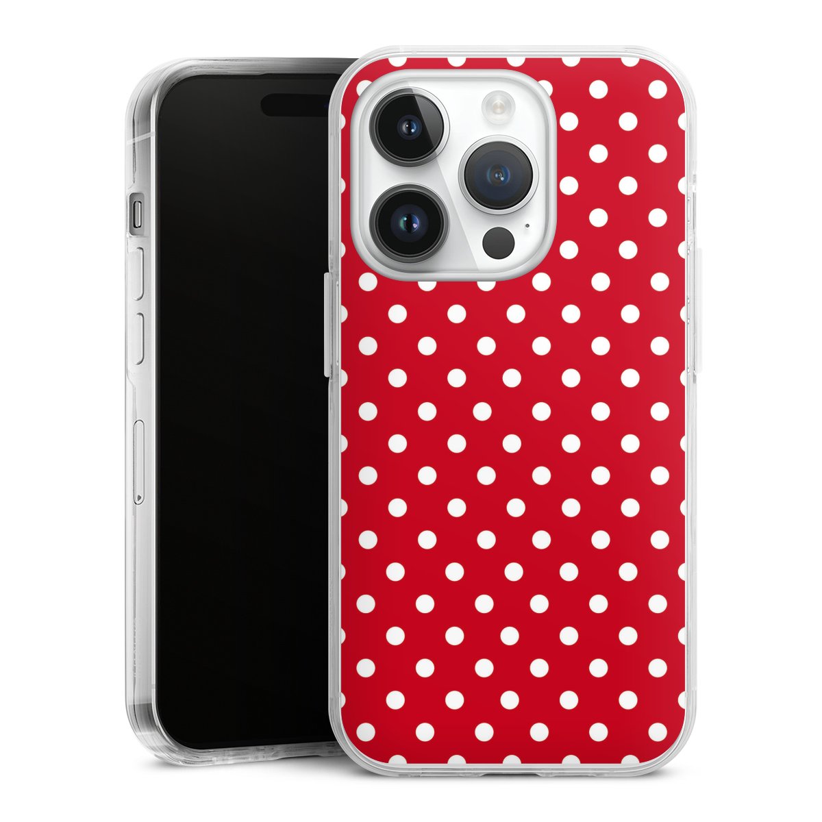 iPhone 14 Pro Handy Case Handyhülle transparent Hülle Points Polka Dots Retro Hard Case