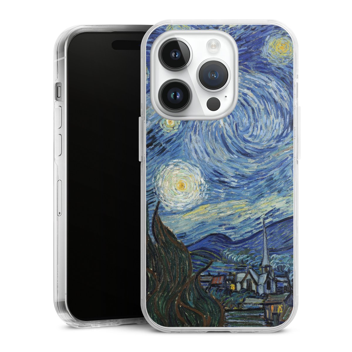 iPhone 14 Pro Handy Case Handyhülle transparent Hülle The Starry Night Kunst Vincent Van Gogh Hard Case