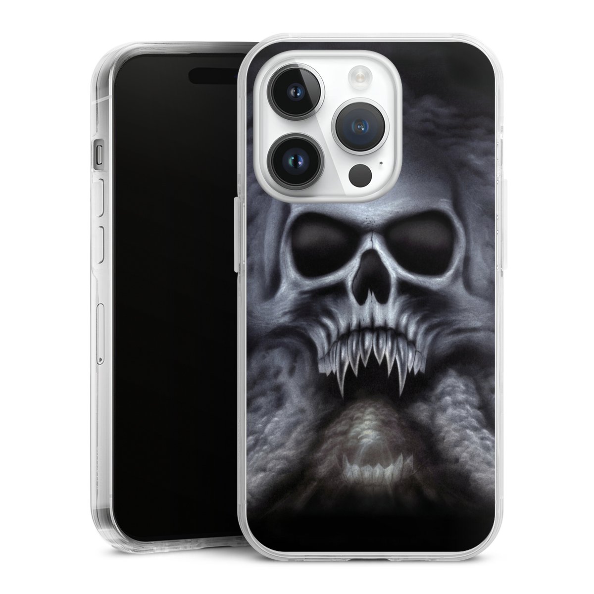 iPhone 14 Pro Handy Case Handyhülle transparent Hülle Totenkopf Skull Hard Case