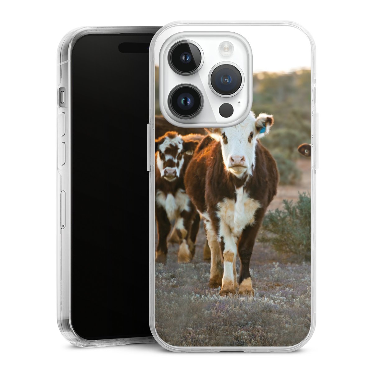 iPhone 14 Pro Handy Case Handyhülle transparent Hülle Cow Farmer Calf Hard Case