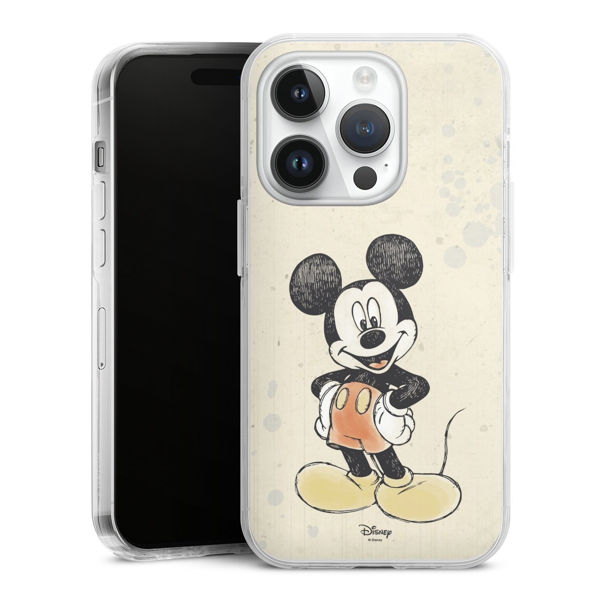 iPhone 14 Pro Handy Case Handyhülle transparent Hülle Water Colour Mickey & Minnie Mouse Official Licensed Product Hard Case