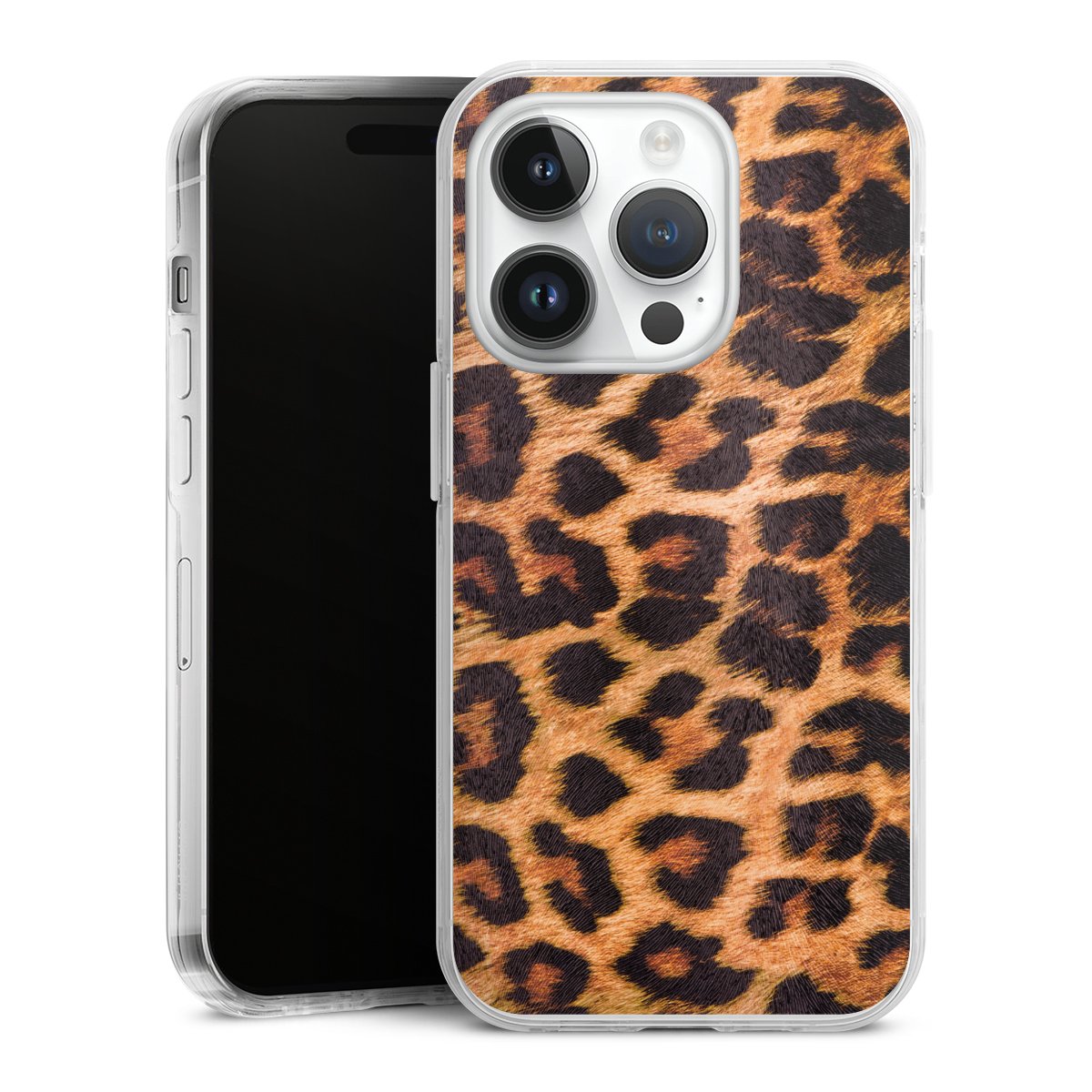 iPhone 14 Pro Handy Case Handyhülle transparent Hülle Animal Print Leopard Fur Hard Case