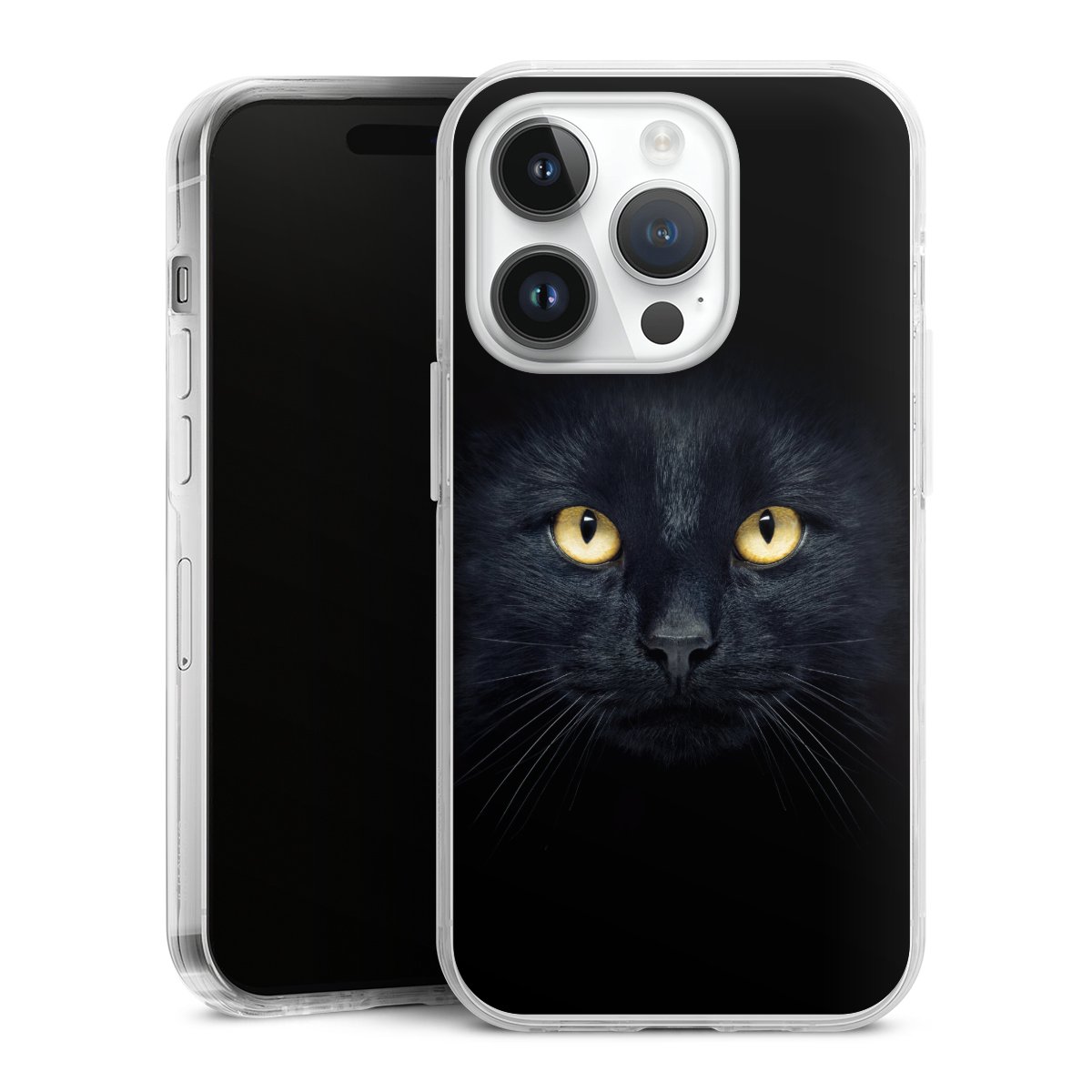 iPhone 14 Pro Handy Case Handyhülle transparent Hülle Eye Cat Black Hard Case