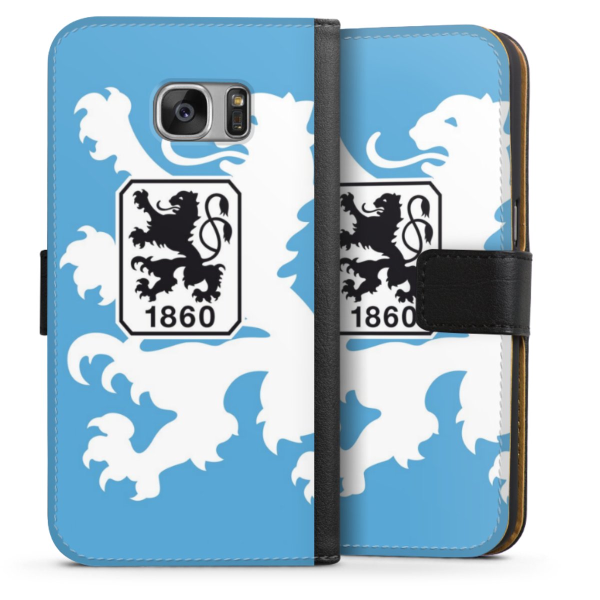 Galaxy S7 Handy Klapphülle Handyhülle aus Kunst Leder schwarz Flip Case Coat Of Arms Official Licensed Product Sideflip mit Lasche