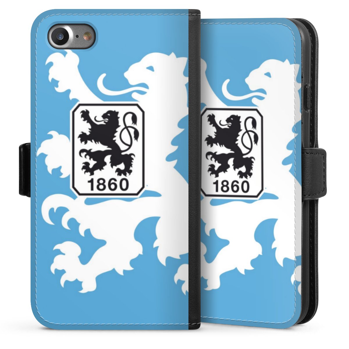 iPhone SE (2020) Handy Klapphülle Handyhülle aus Kunst Leder schwarz Flip Case Coat Of Arms Official Licensed Product Sideflip mit Lasche