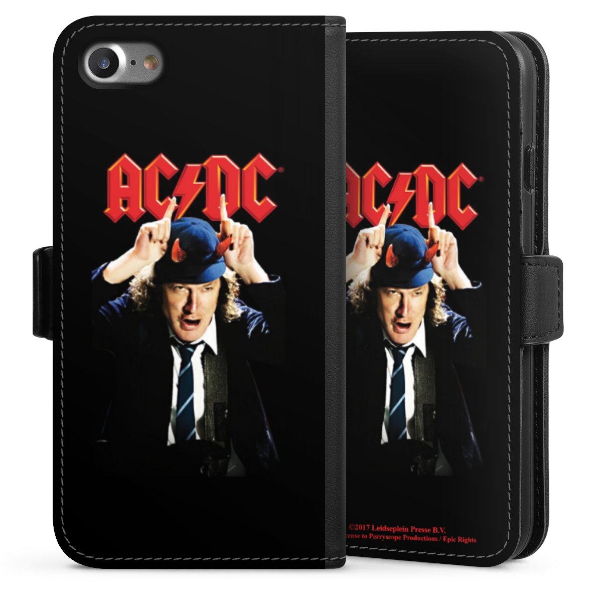 iPhone SE (2020) Handy Klapphülle Handyhülle aus Kunst Leder schwarz Flip Case Merchandise Acdc Riverplate Sideflip mit Lasche