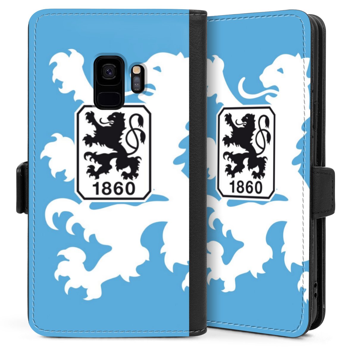 Galaxy S9 Handy Klapphülle Handyhülle aus Kunst Leder schwarz Flip Case Coat Of Arms Official Licensed Product Sideflip mit Lasche